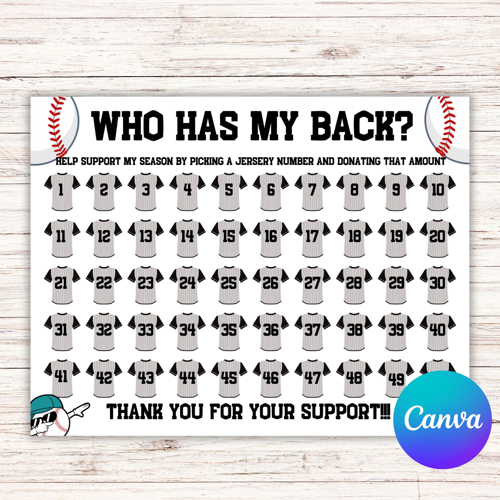 Baseball fundraiser template Editable Baseball Fundraiser Template, who has my back Fundraiser Template, Calendar Fundraiser Template, pick a date to donate, pay the date, black out my board, Baseball calendar, Baseball